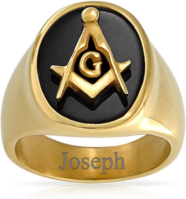 Bling Jewelry Square & Compass Freemason Masonic Titanium Wedding Band Ring For Men Polished Silver Tone Comfort Fit 8MM
