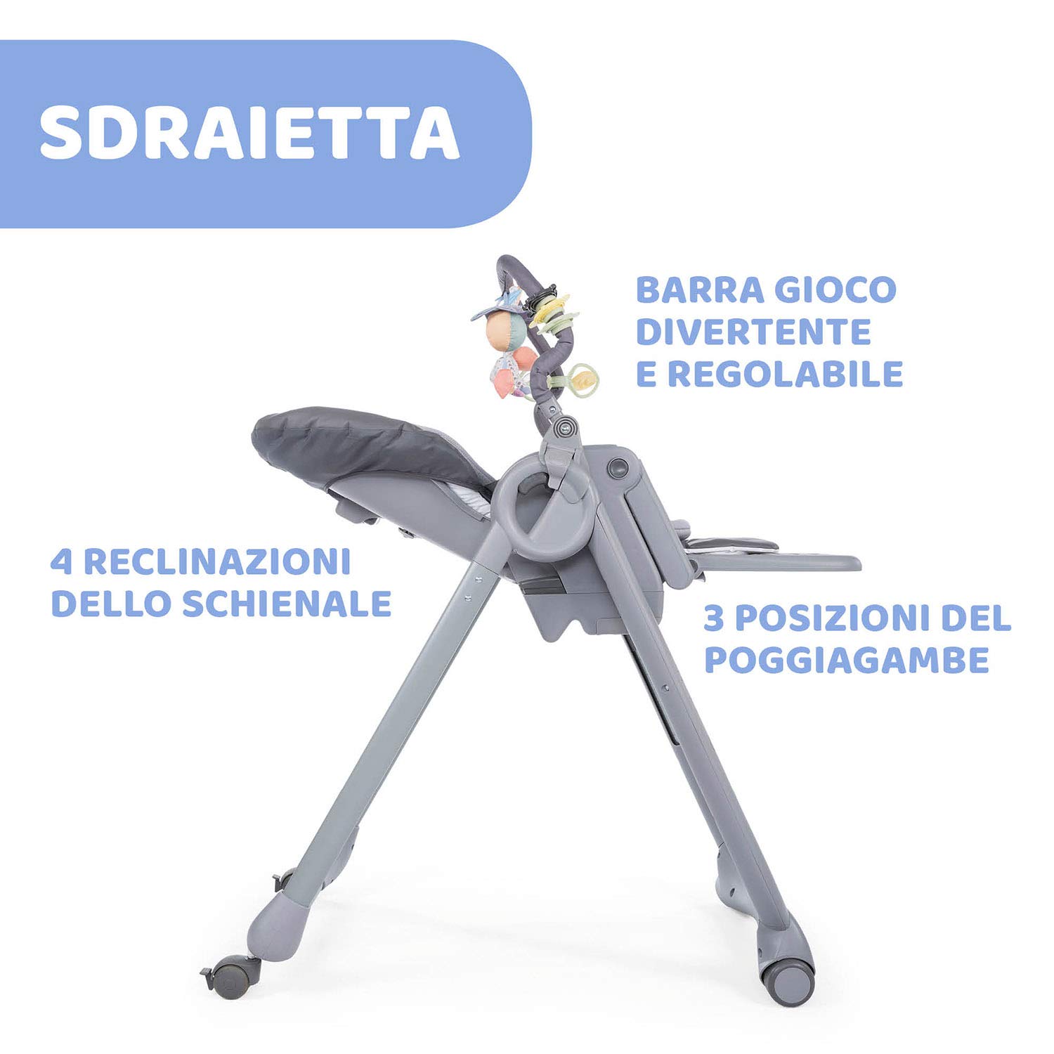 Chicco Polly Magic Relax Seggiolone Pappa Per Bambini 0 Mesi - 3 Anni, Grigio, 580.0 X Mm X 900.0 X Mm X 285.0