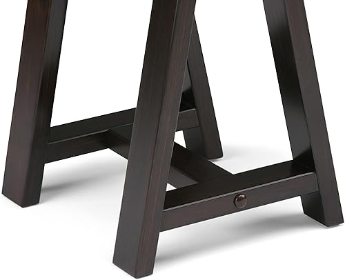 Miniatura 48 de SIMPLIHOME Sawhorse - Mesita de noche de madera maciza de 24 pulgadas de ancho, moderna, industrial, color gris envejecido, para sala de estar y