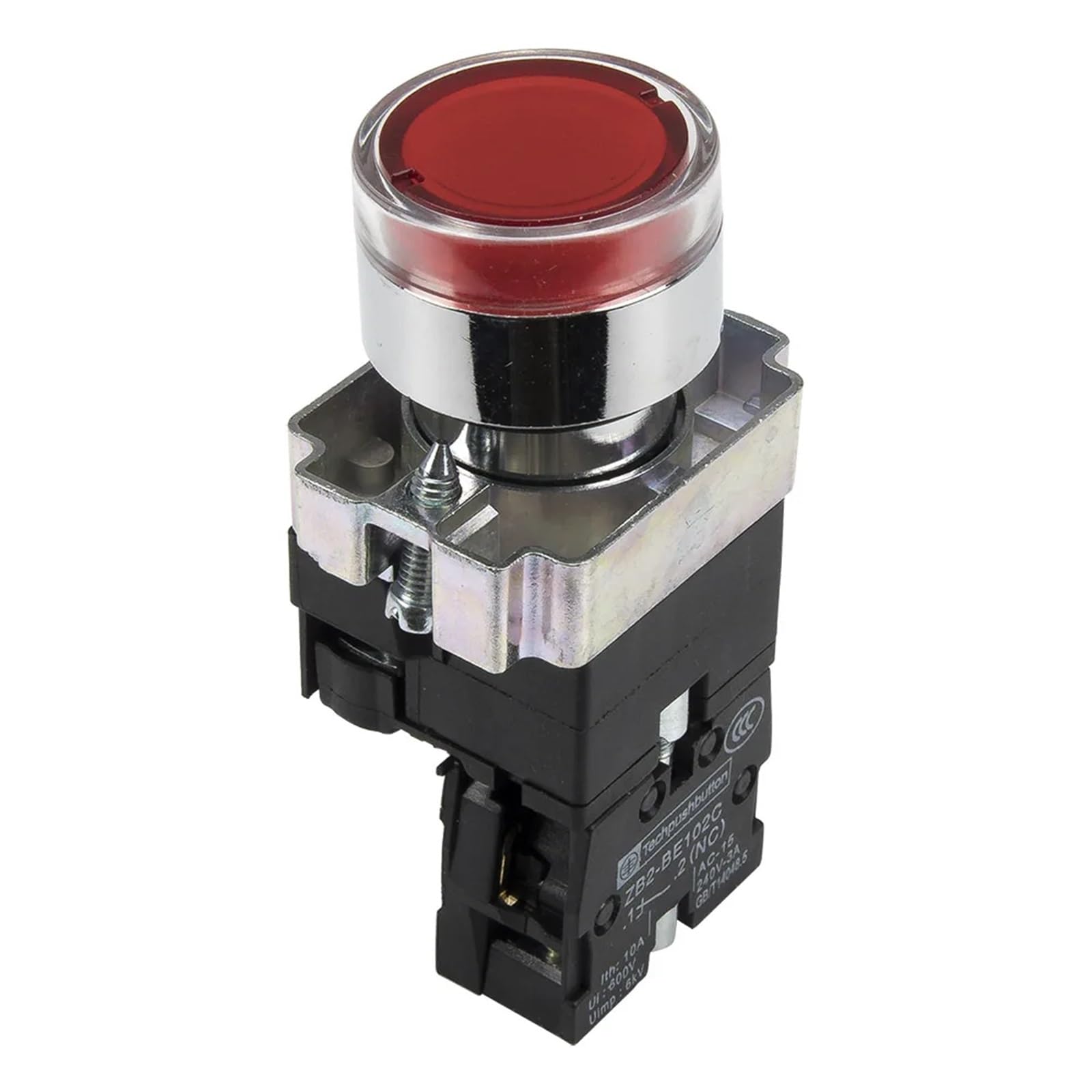 JNURGWLYH 10pcs XB2-BW3462 22mm Reset ON - Round Push Button Switch SPST Pushbutton with Light 220V 24V 12V(12V)