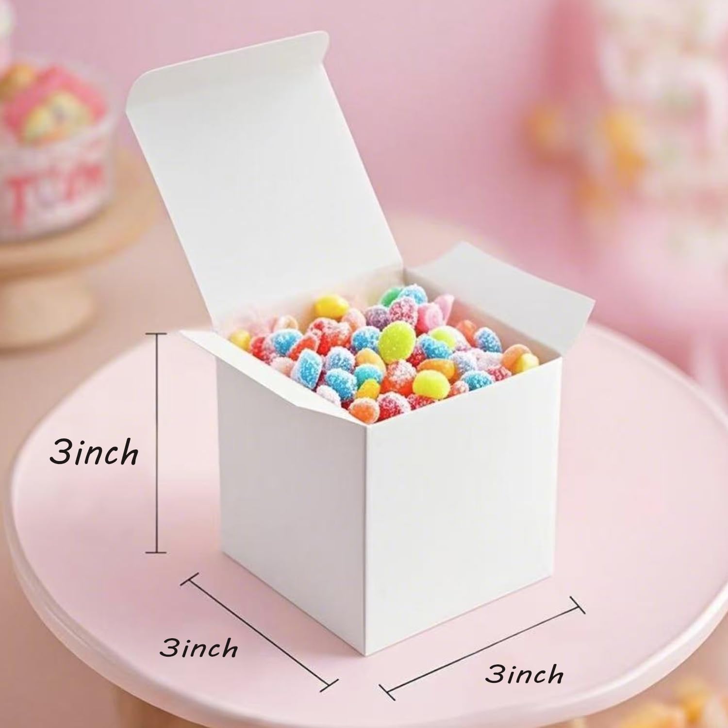 HOUPOUSEN 10 Pcs White Gift Boxes,3x3x3 inch Small Boxes with Lids for Wedding, Christmas, Holidays, Birthdays,Easy Assemble Boxes for Party Favor - Image 2