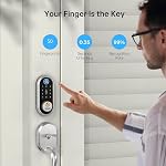 SMONET Smart Door Lock Fingerprint Keypad Bluetooth App Control Deadbolt | Silver Keyless Entry Door Lock for Homes and Apartments with Fingerprint Access, Touchscreen Keypad and Easy Installation