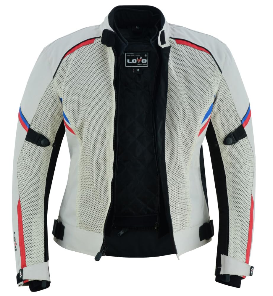 LOVO - Chaqueta Perforada Tricapa de Verano para Moto Mujer - Chaqueta Moto Verano Mujer Ligera y Transpirable - Chaqueta Moto Mujer Verano con Estilo Deportivo - Cazadora Moto Mujer