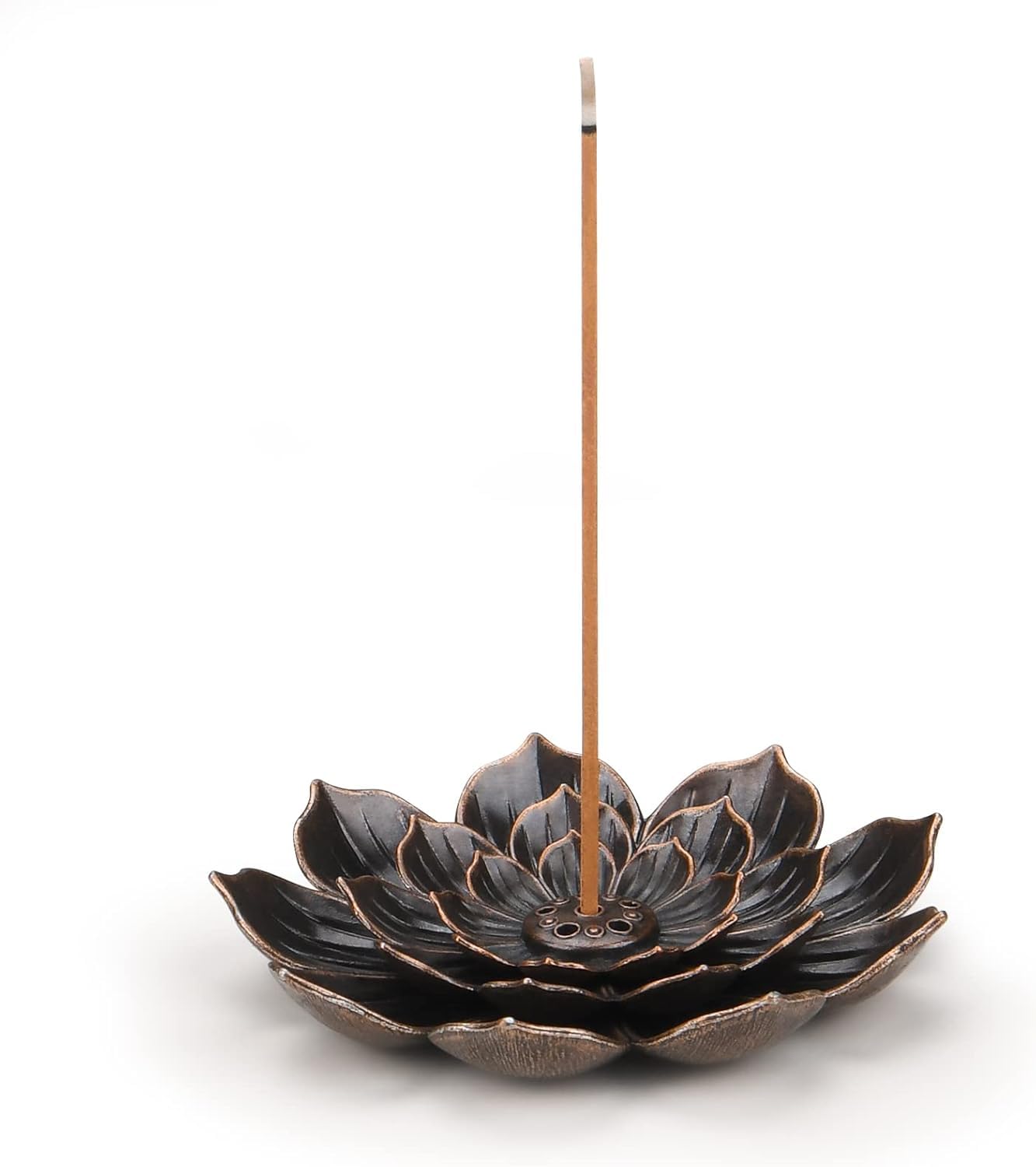Lotus Incense Holder - 3-Tier Metal Aroma Burner with Detachable Ash Catcher, Zen Home Decor for Meditation & Relaxation, 8.7x0.8cm
