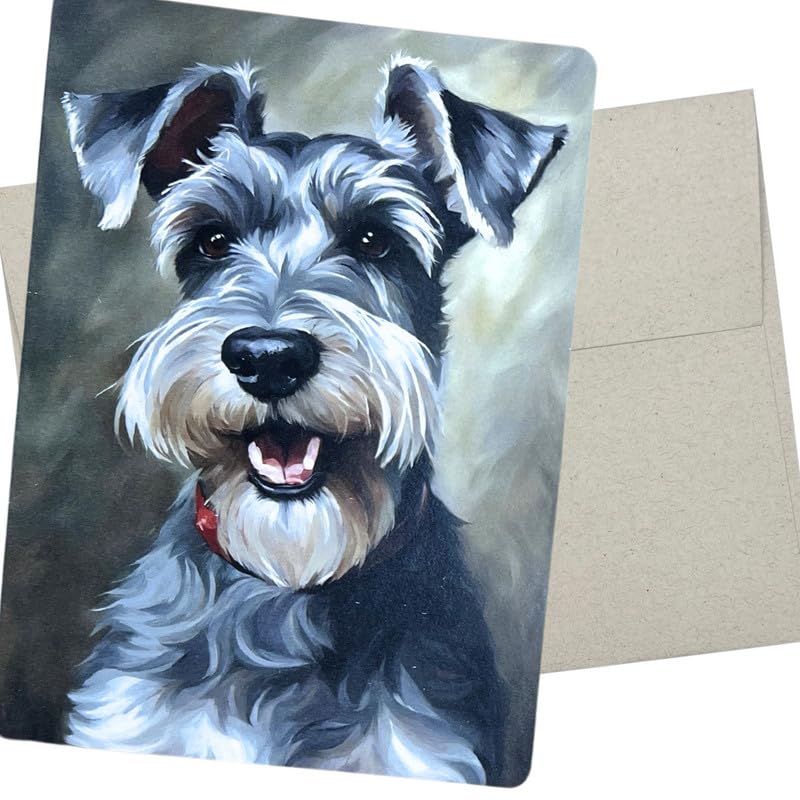 Whitman and Daughter Miniature Schnauzer Greeting Card (1 Premium Card, 5X7 Inch) dog card blank for every occasion like birthday, thank you, or