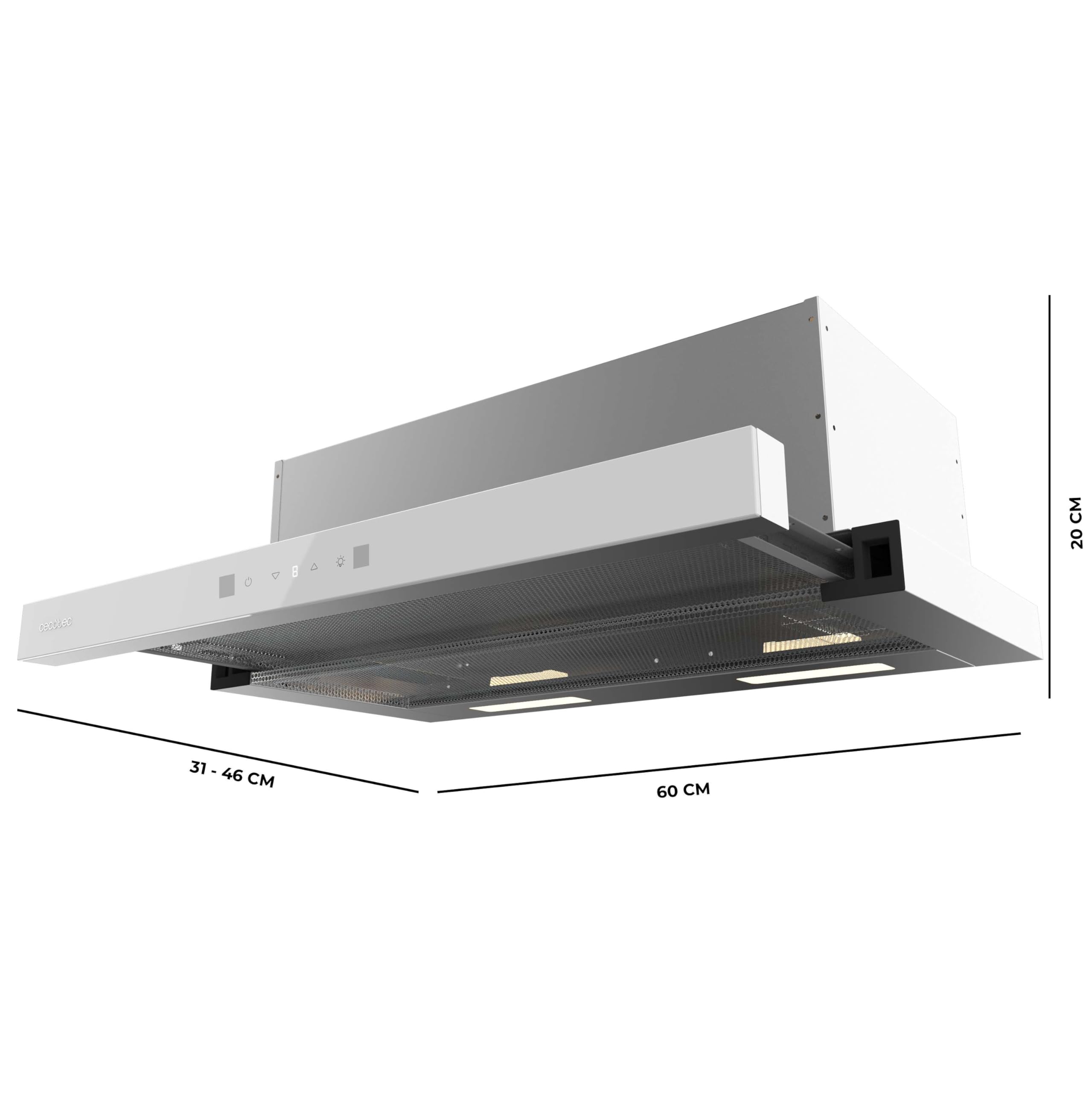 Cecotec Bolero Flux Teleskop-Dunstabzugshaube 60cm 431,2 m³/h Energieklasse A+++ DC-Motor