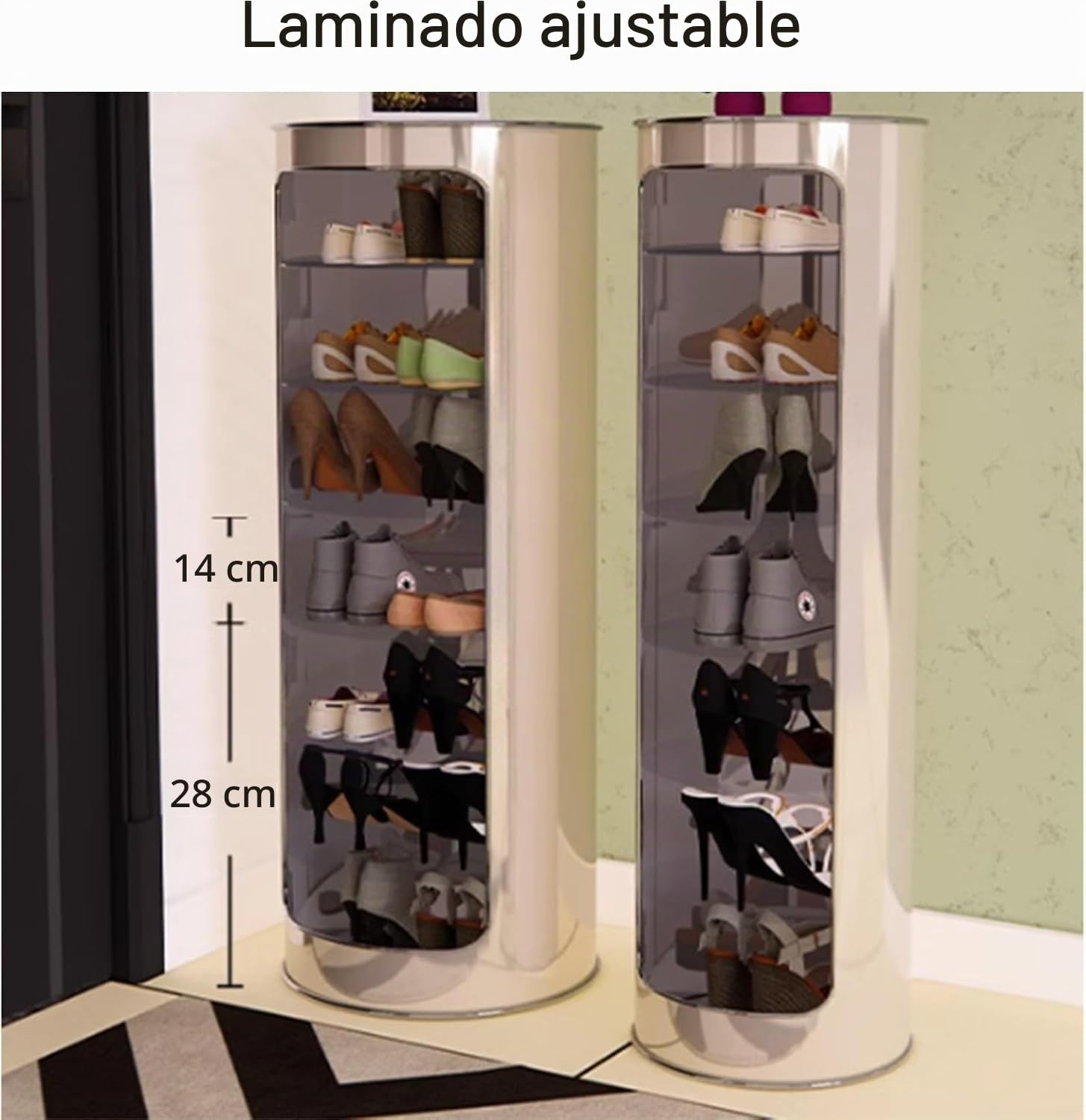 Genérico Giratorio Zapatero Giratorio Vertical Organizador Giratorio De Zapatero, Armario De Zapatos, Torre De Zapatos para Armario, Entrada, Pasillo (White, Ø32cm 120cm 8layer)