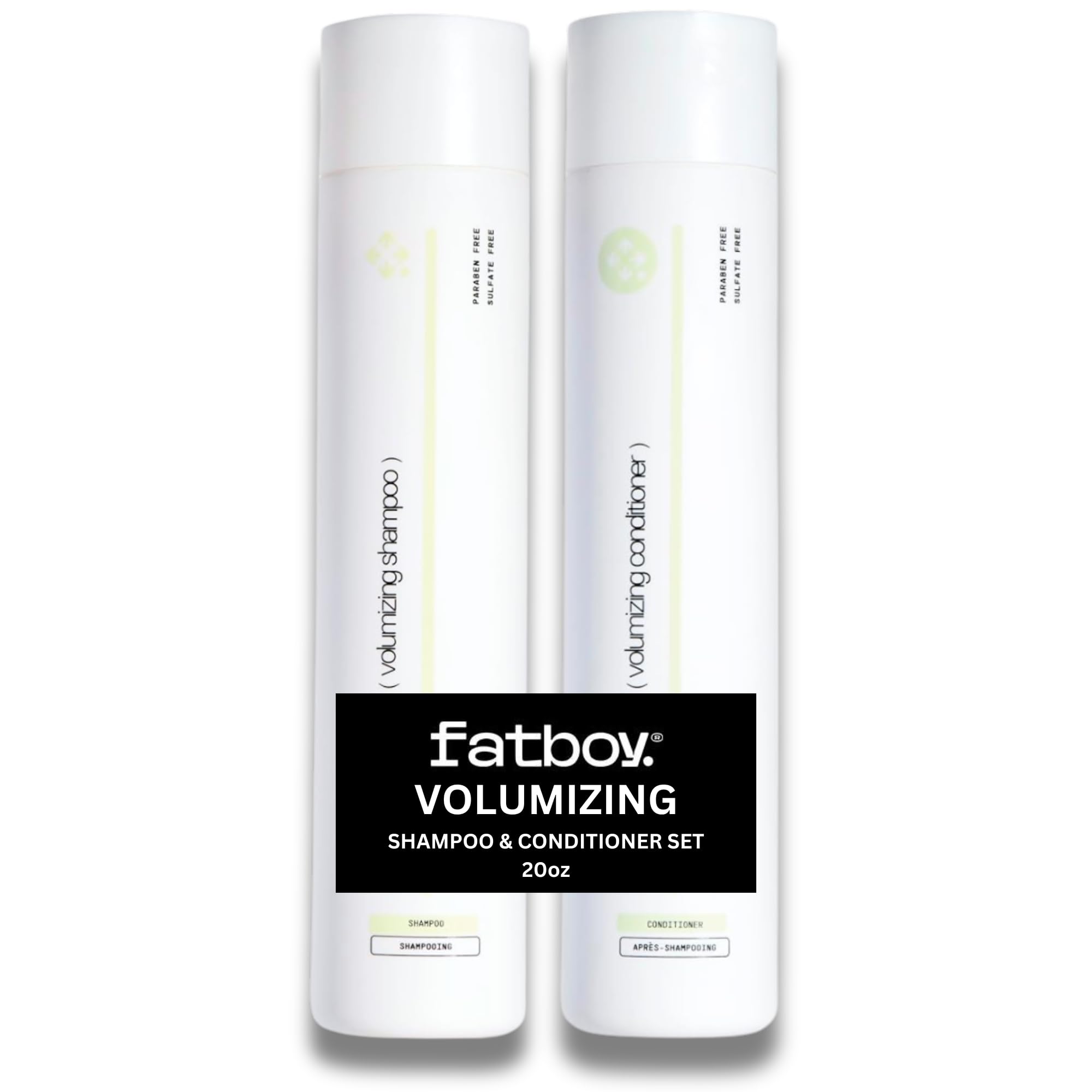 Fatboy Volumizing Shampoo & Conditioner for Thickening Support & Anti Frizz, Sweet Almond Oil, Wheat Protein for Shine & Moisture, Hair Care for All Hair Types, Paraben Free, Color Safe, 10 Oz