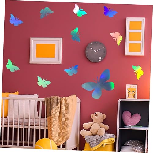 Miniatura 2 de Abaodam 5 hojas de calcomanías de alerta de mural de mariposa, arte para niños, iridiscentes en la pared extraíble, calcomanías de mariposas para