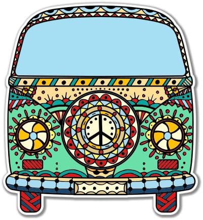 AK Wall Art Volkwagen Peace Van Vinyl Sticker - Car Window Bumper Laptop - Select Size