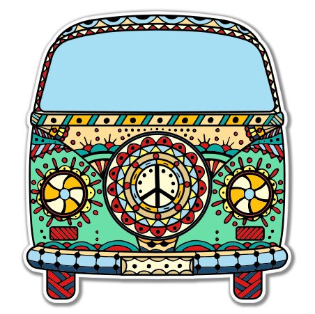 Volkwagen Peace Van Vinyl Sticker - Car Phone Helmet - Select Size