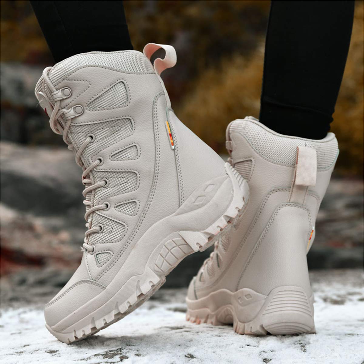 Generico Stivali da Trekking Stringati Tattici Impermeabili Caldi Unisex Scarponi Militari Stivali da Deserto Scarpe Escursionismo a Metà Polpaccio da Esterno