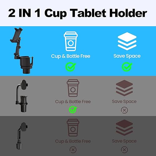 Miniatura 7 de OHLPRO Soporte para tablet con portavasos de 3.9 pulgadas, soporte retráctil 2 en 1 para iPad Pro 12.9AirMini 65, iPhone 171615, teléfono celular,