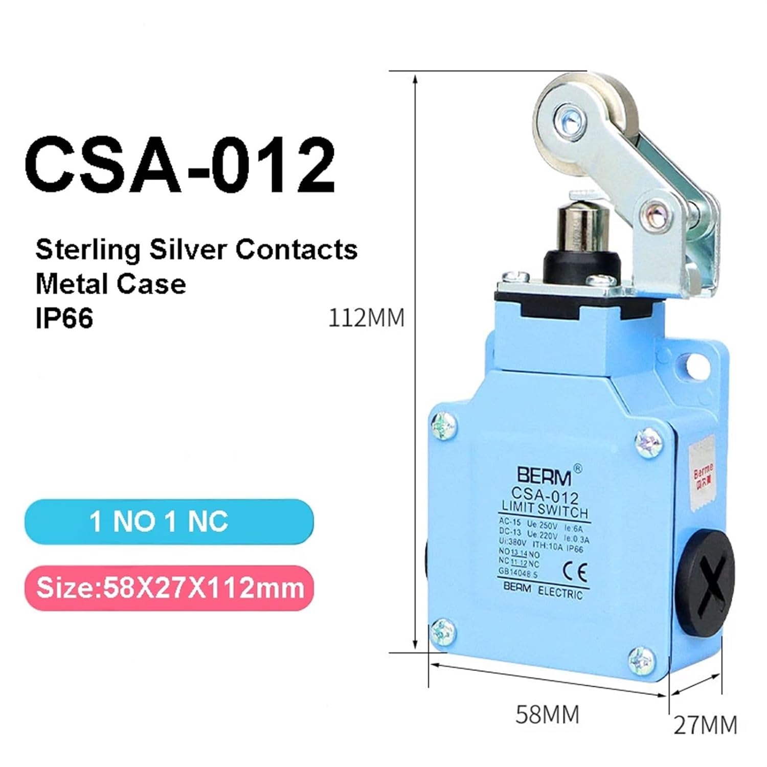 CSA Travel Switch CSA-012/001/003/021/031/061/071/081 Limit Switch Self-Resetting IP66 Sterling Silver Contacts 1NO 1NC(CSA-012)