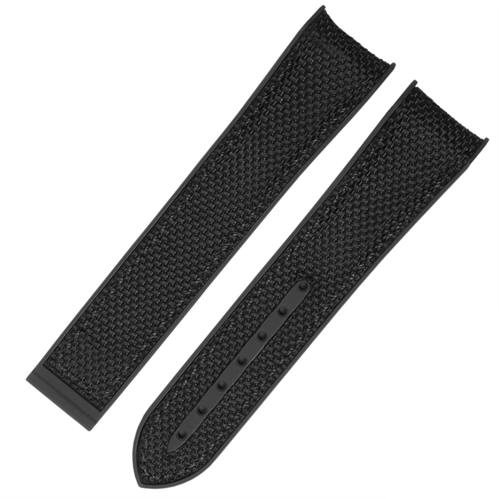 Bracelet montre étanche 22mm noir blanc en caoutchouc et nylon