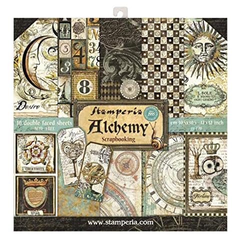 Stamperia International KFT Scrapbooking Pad-Alchemy, Paper, Multicoloured, 30.5 x 30.5 (12" x 12") Cover