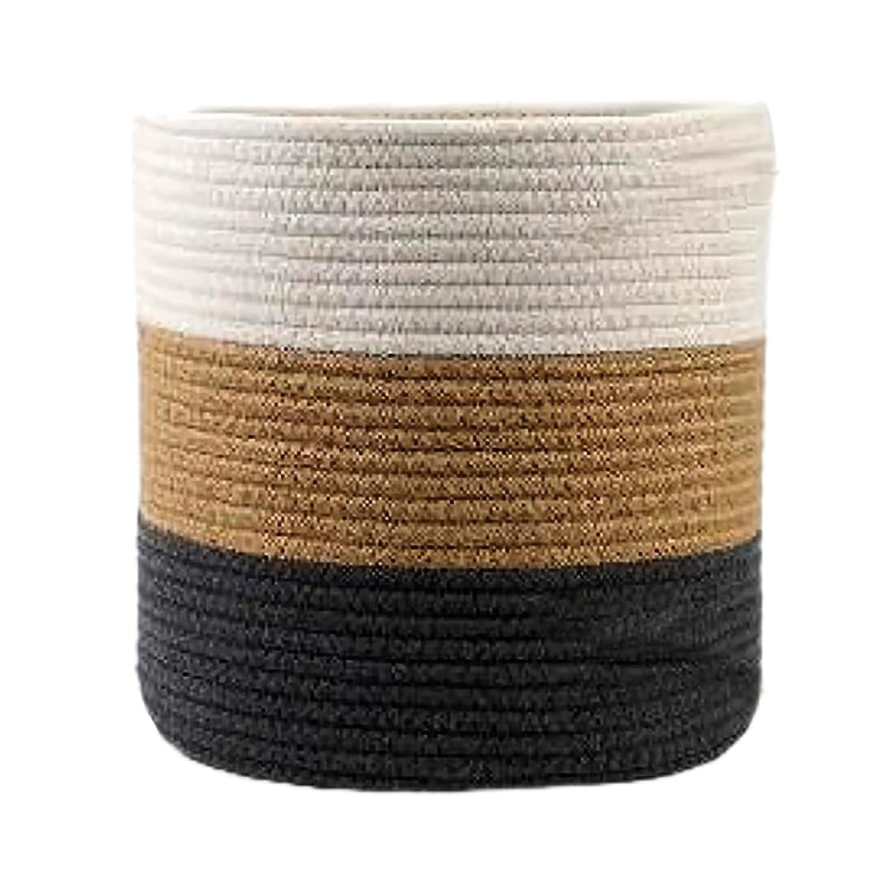 YDQUANI Woven Cotton Rope Plant Basket for Flower Pot Indoor Planters 25 x 25 cm Jute Foldable Storage Basket Organizer Modern Decor Household Laundry Basket