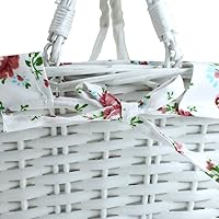 Vista 9 de Cesta de regalo de mimbre de color blanco con asas plegables dobles, Kingwillow (blanco)