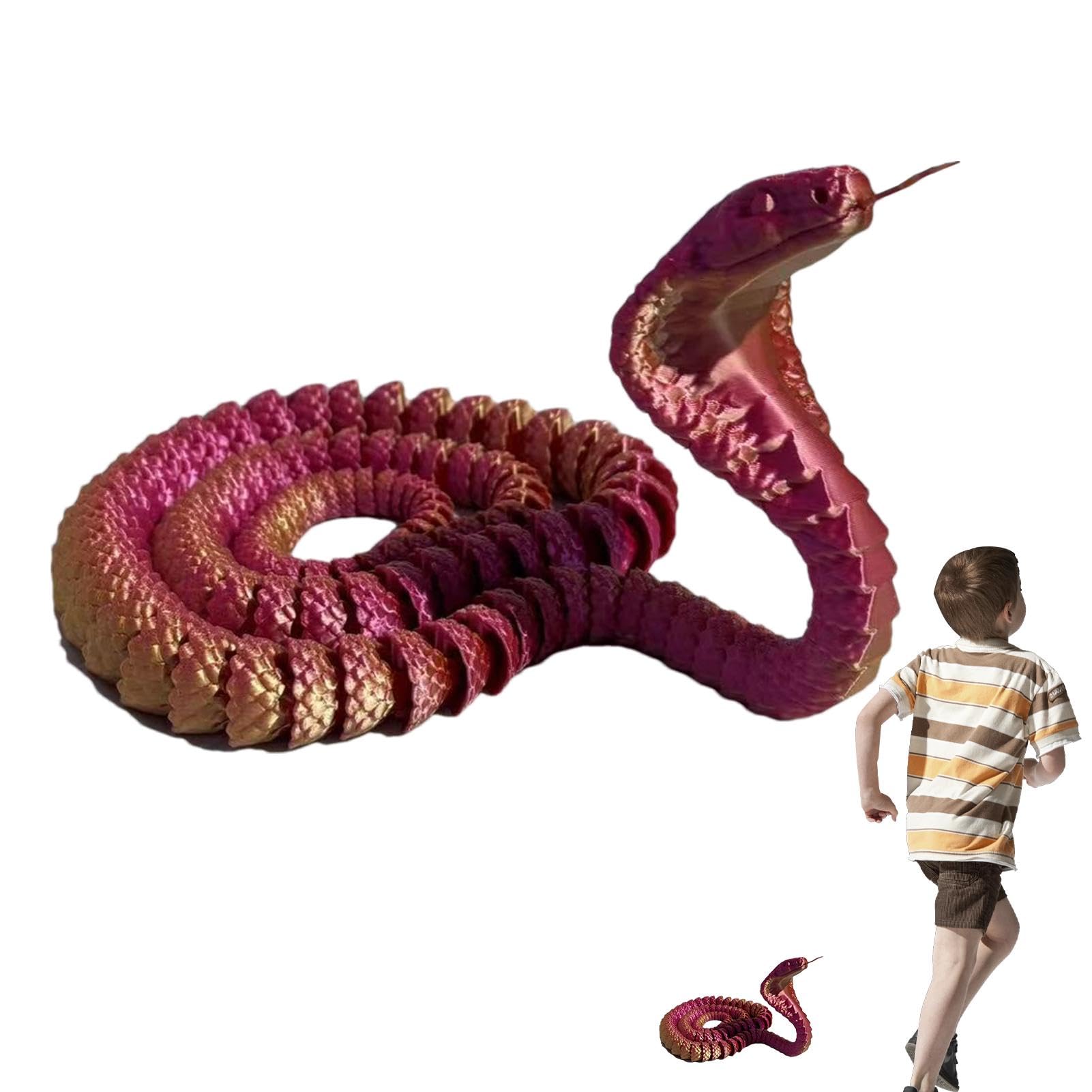 Jouet Serpent 3D Œuf De Dragon - Impression 3D PLA, 30 Cm, Articulations Mobiles, Cadeau Enfant/Bureau (Bleu Vert)
