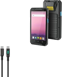 BoxWave Cable Compatible with JRHC Android 8.1 Barcode Scanner (5 in) - PowerDisplay PD Cable (6ft) - USB-C to USB-C (100W), LED Display 6 Foot PD Braided Nylon Cable - Jet Black
