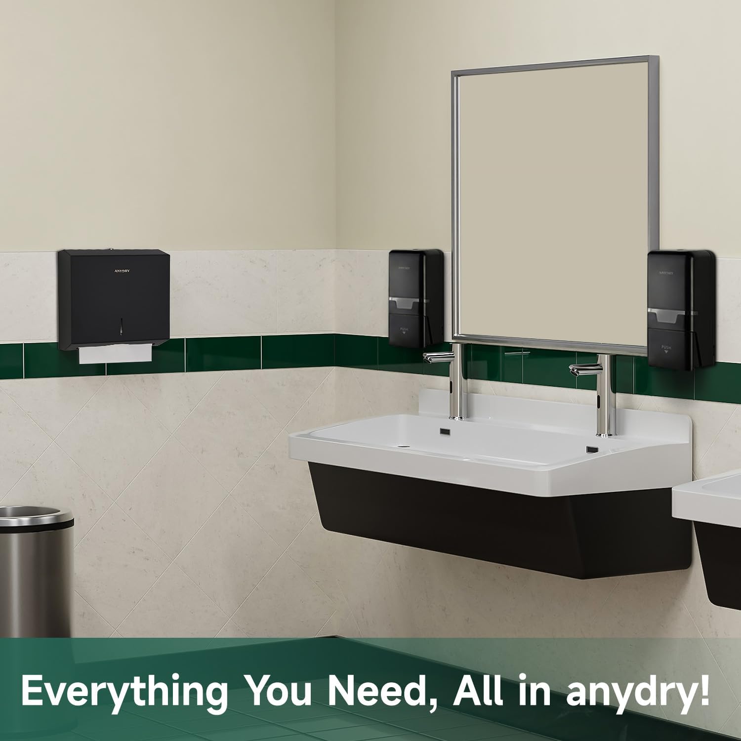 anydry Manual Liquid Soap Dispenser Wall Mount 27oz Large Capacity Black