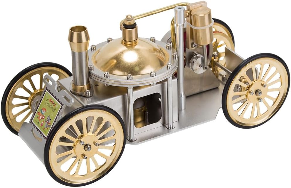 Engine Model Kit, Christmas Metal Steam-Powered Car Model Engine Motor Model Engine Kit, Educational Toy Electricity Generator for Technology Enthusiasts