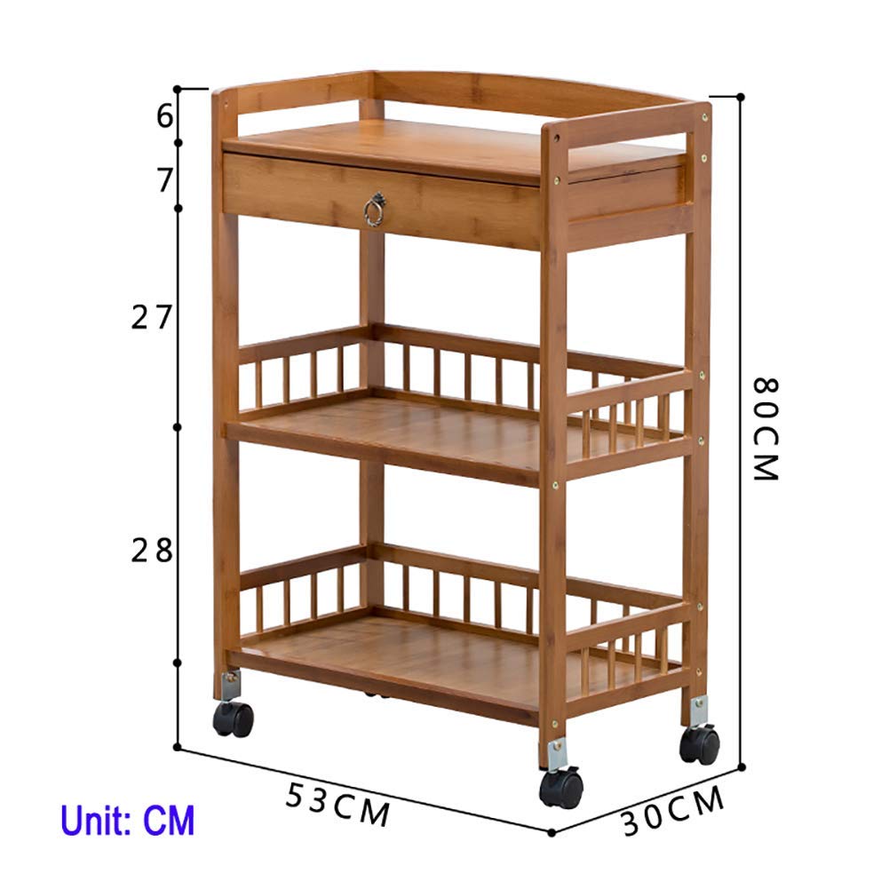 Carrello da cucina a 3 ripiani con ruote, carrello portaoggetti per cosmetici resistente con cassetto, carrello di trasporto versatile per hotel, cabine di aerei e uso domestico, ruote con freno univ