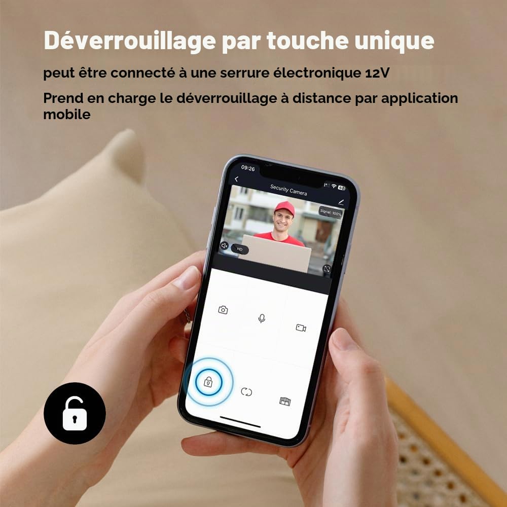 ANJIELO SMART TUYA Interphone vidéo (filaire), sonnette vidéo 1080p avec écran tactile de 7", prise en charge de la détection de mouvement, plusieurs méthodes de déverrouillage (1)