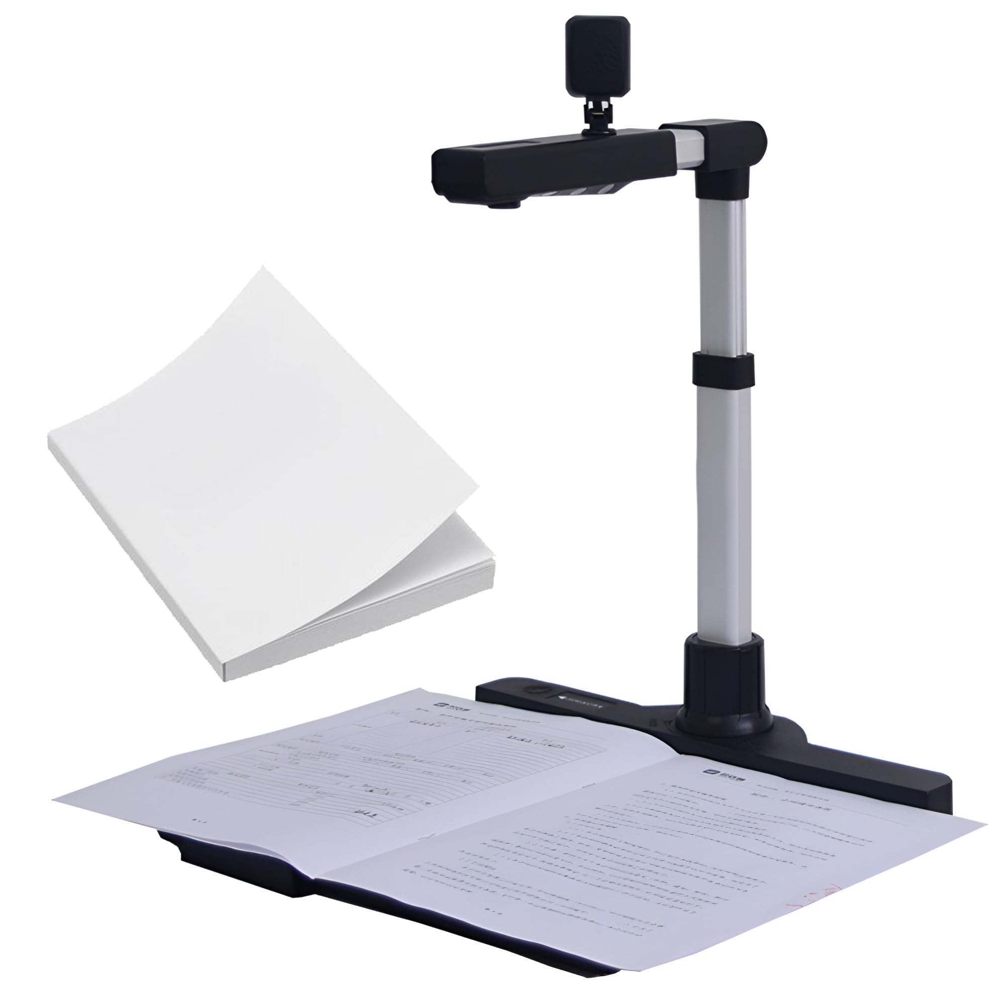 Cámara de documentos y escáner de libros, visualizador con exportación de PDF, corrección automática, grabación de video para uso en el aula y la oficina