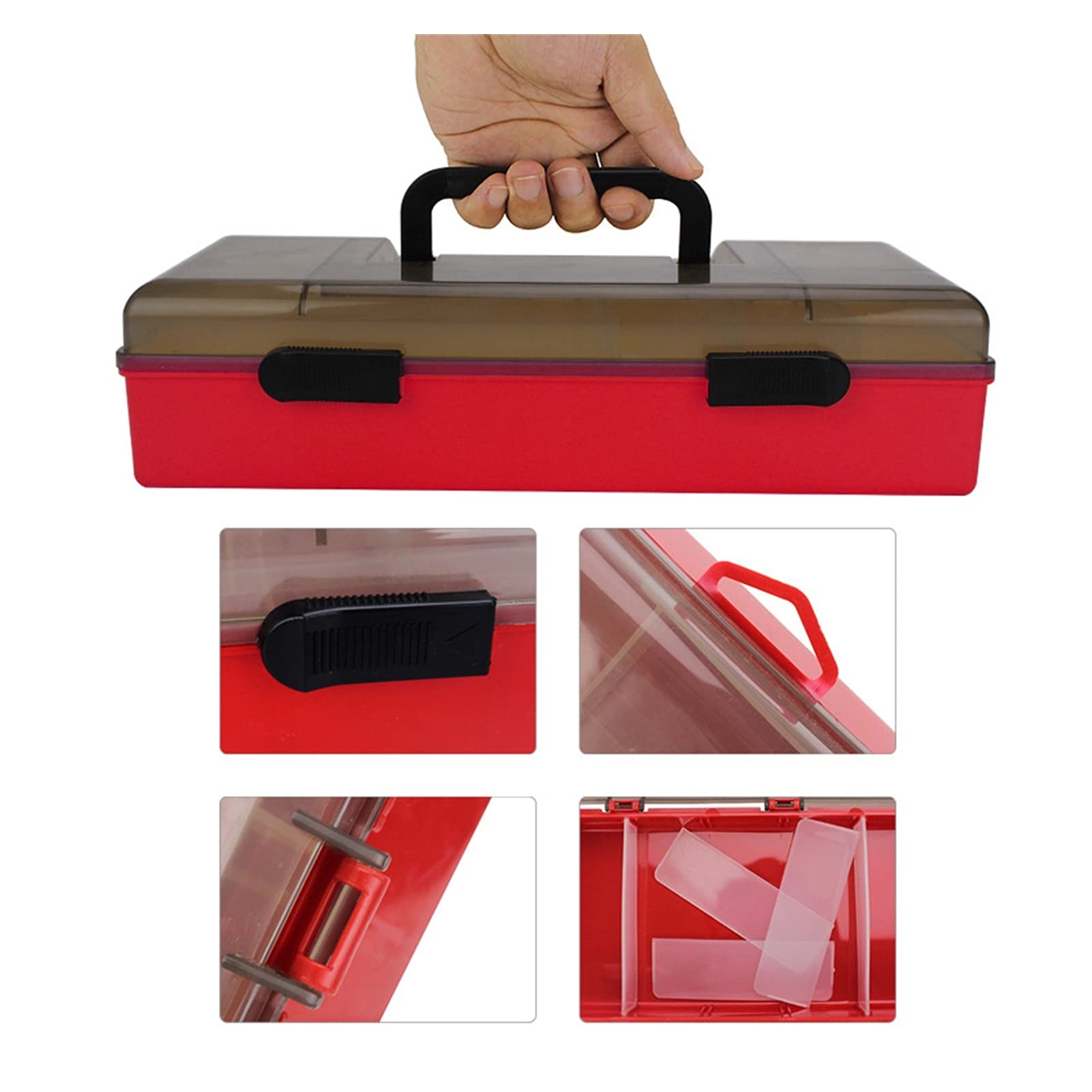 Caja de Almacenamiento Para Anzuelos de Pesca Caja de pesca de 2 capas Organizador de contenedor Estuche de almacenamiento de pesca al aire libre Caja de almacenamiento Accesorios de pesca portátil Co