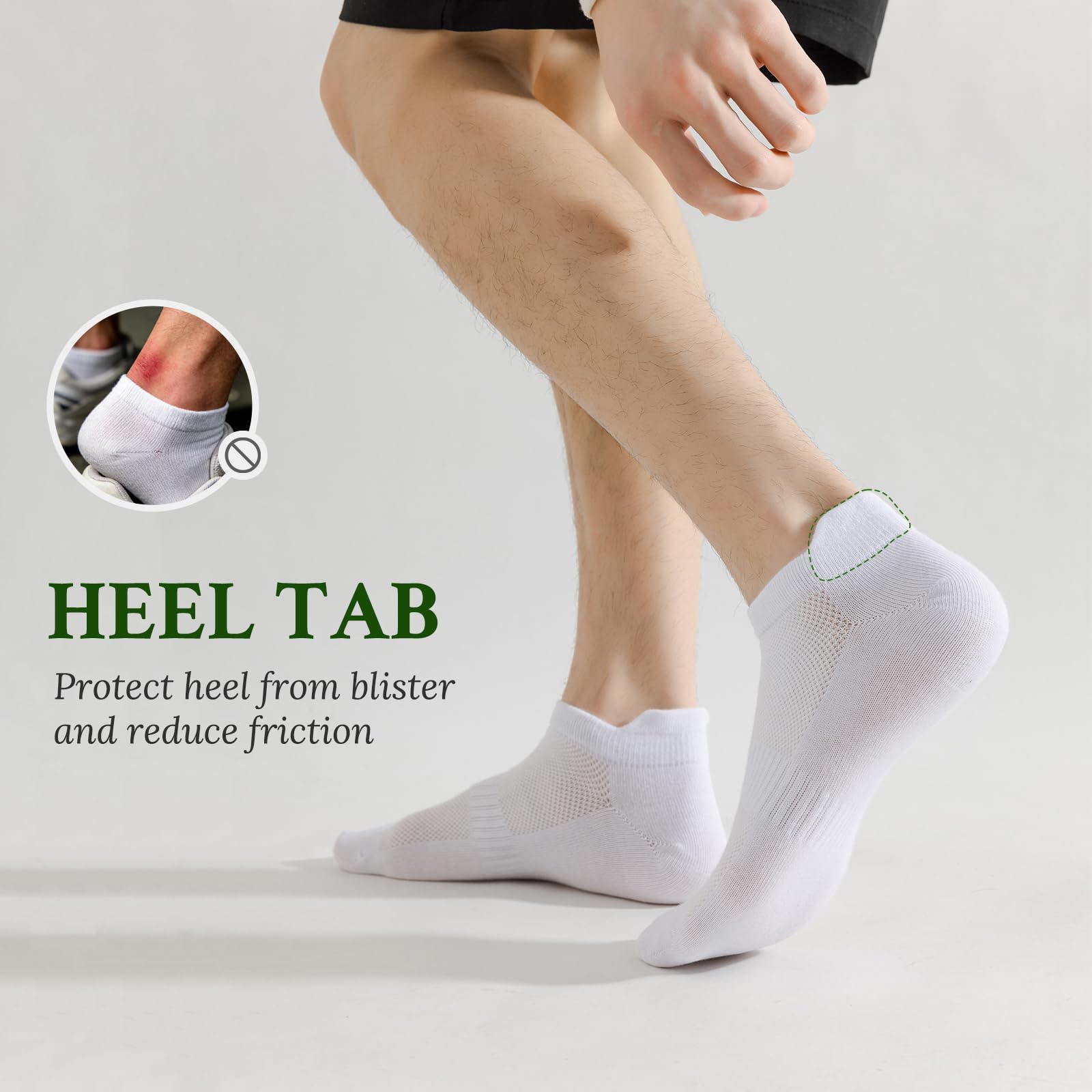10 Pares Calcetines Tobilleros Hombre, Deporte Corto Algodón Transpirable para Verano, Running, Trabajo, Casa