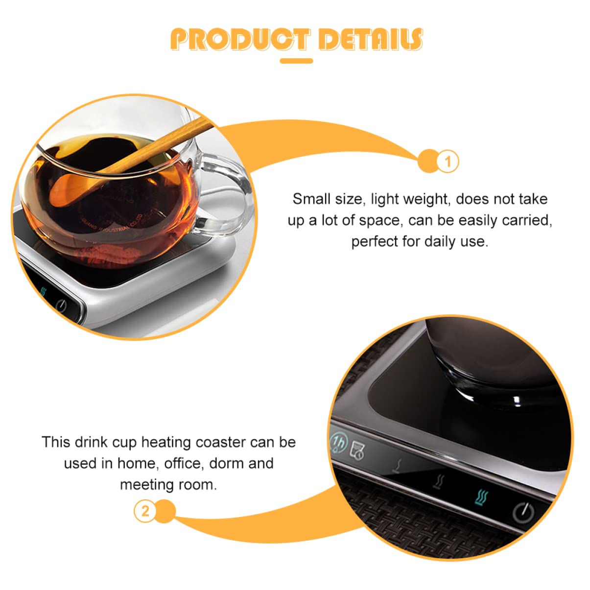 VINTORKY Smart USB Cup Warmer Coaster with Auto Shut Off for Home and Office Keeps Milk Tea and Warm at Compact Design for Daily Use