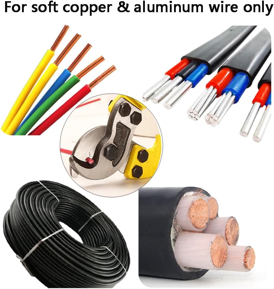 Hardened Cable Cutter Heavy Duty Wire Rope Cutter Stainless Steel Wire Cutter for Aluminum Copper Wire Cutting Up to 3/8"" in Diameter with Ergonomic Design(14 Inch)