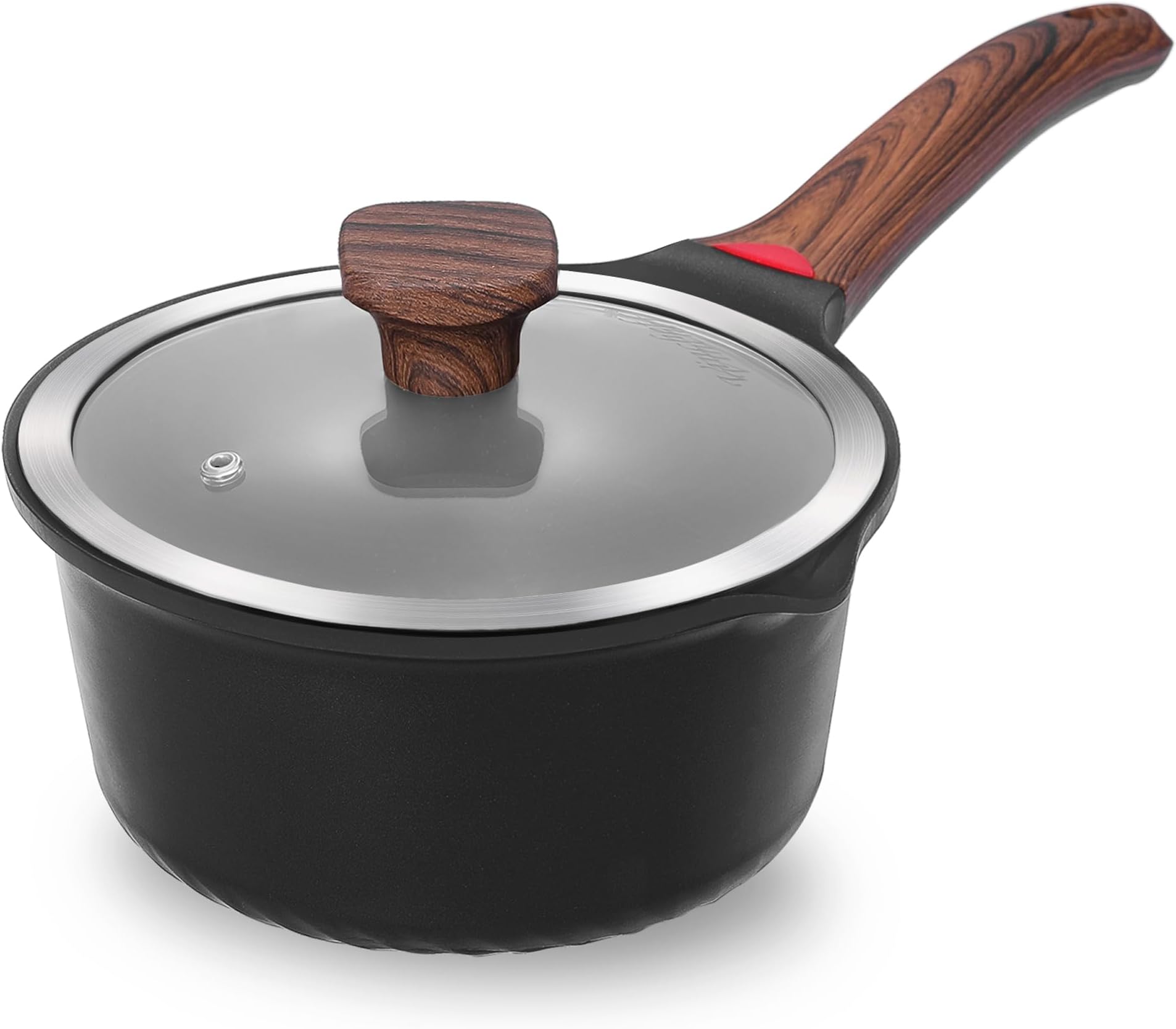 2qt Nonstick Sauce Pan with Lid, Small Milk Pot Pan Germany 3C+ CERAMIC Reinforced Coating,Saucepan with Stay-Cool Handle, Compatible for All Stove Top