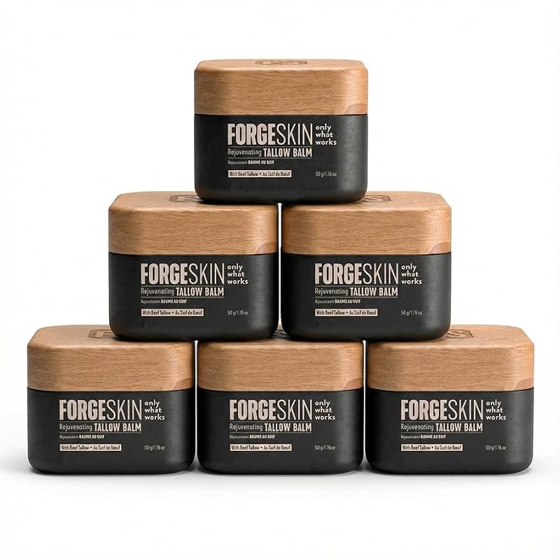 Forge Skin Bálsamo hidratante facial e corporal com sebo bovino, Pacote com 6 de 50 mL