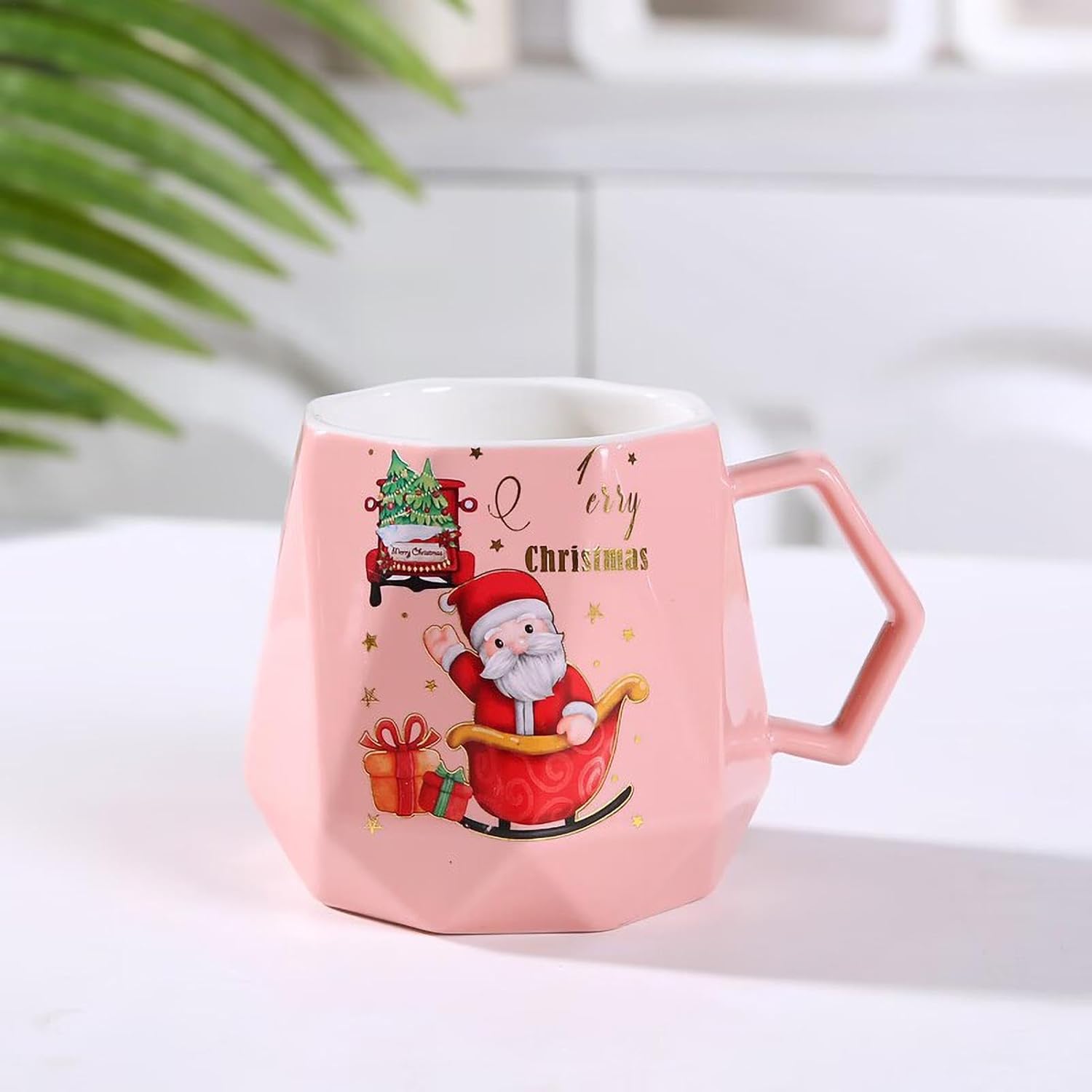 かわいいクリスマスマグ、クリスマスコーヒーカップ,クリスマスコーヒーカップセラミックサンタティーマグ | フェスティバル クリスマス マグカップ スプーンと蓋付き、ミルクと紅茶用のクリエイティブセラミックマグ