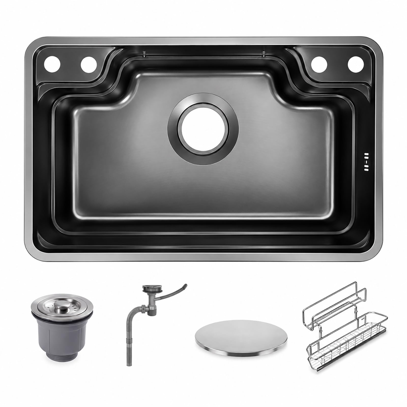 Évier poste de travail avec évacuation rapide améliorée cuve unique en inox 304