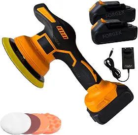 Politriz Automotiva 21V com 6 Velocidades, Roto Orbital 6'' Elétrica, Máquina de Polir e Lixar Carro, Madeira e Azulejo + Kit de Acessórios