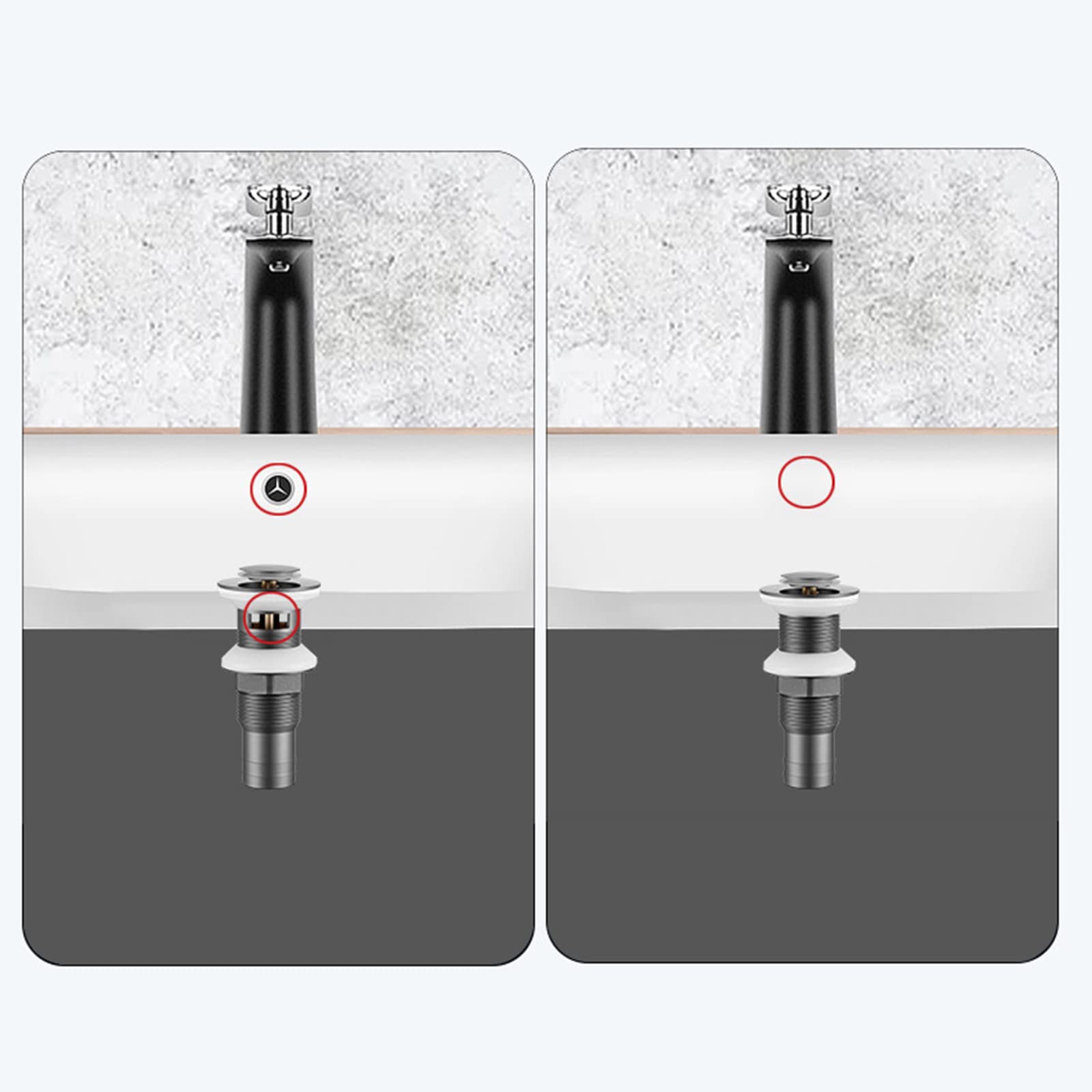 Tubo di scarico per lavello pop-up Tappo di scarico pop-up per lavabo e vasca, scanalato, ottone cromato (Chrome D)