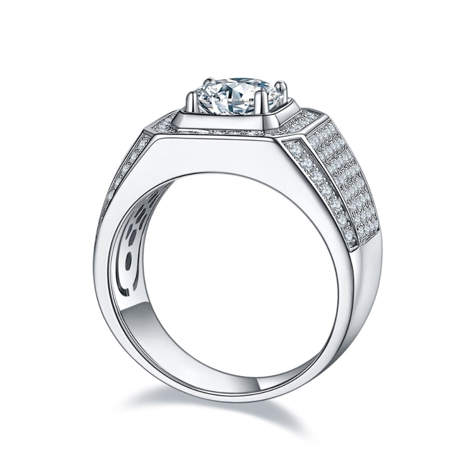 Anello di fidanzamento da uomo, accessori da uomo, in argento sterling con pietra completamente goduta