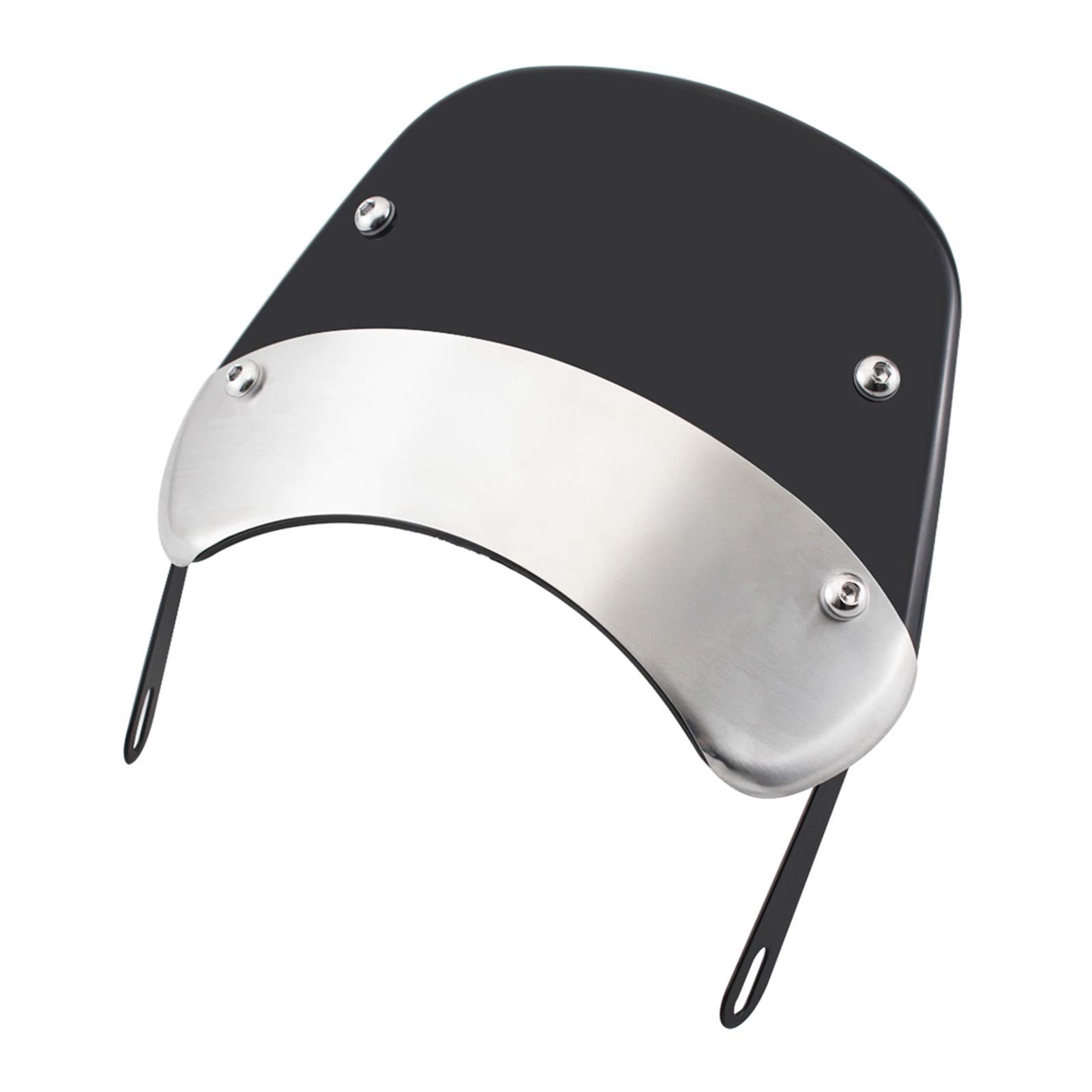 Pare-Brise Sport Moto Custom Ajustable Noir Visière 5-7 Pouces