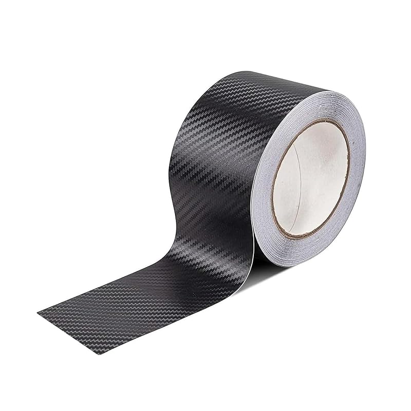 Protetor de Soleira e Borda de Porta Qurbuns em Borracha com Textura de Fibra de Carbono, 6,9 cm x 7,01 m, Preto
