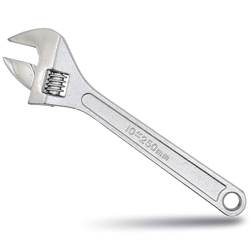 Dr.Luck Llave ajustable plateada de 10 pulgadas, apertura de mandíbula de 1.181 in de ancho, acero forjado tratado térmicamente cromado,