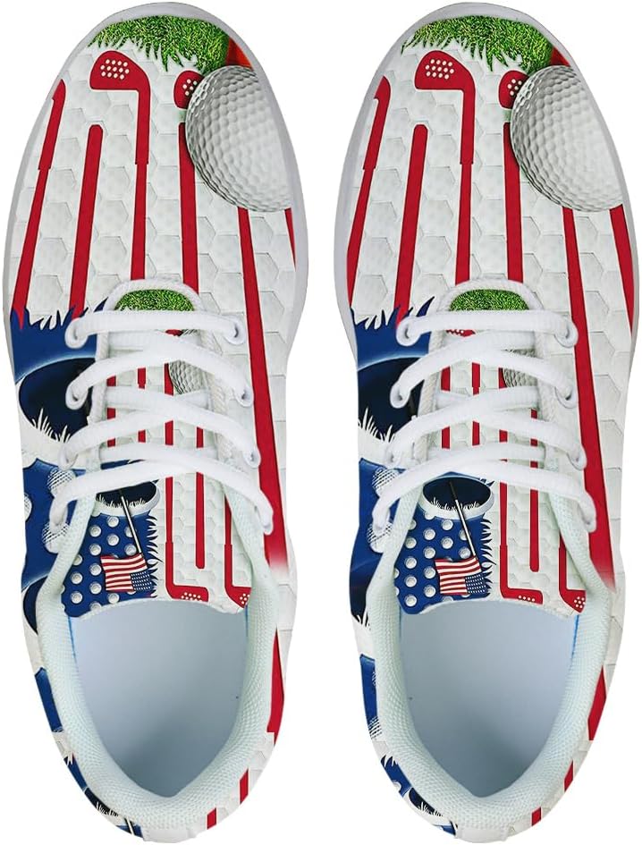 American Flag Golf Shoes for Women Men Trail Running Casual Fashion Sneakers Slip-on Tennis Shoes