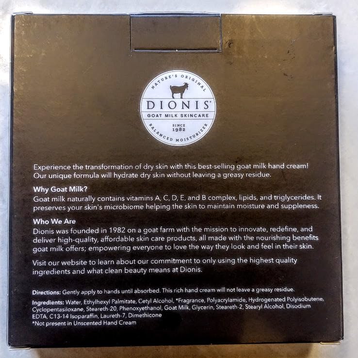 Dionis, Goat Milk Hand Cream Set, Vanilla Bean & Nutcracker, Dermatologist Texted. 1oz X 2 tubes, (Set of One)