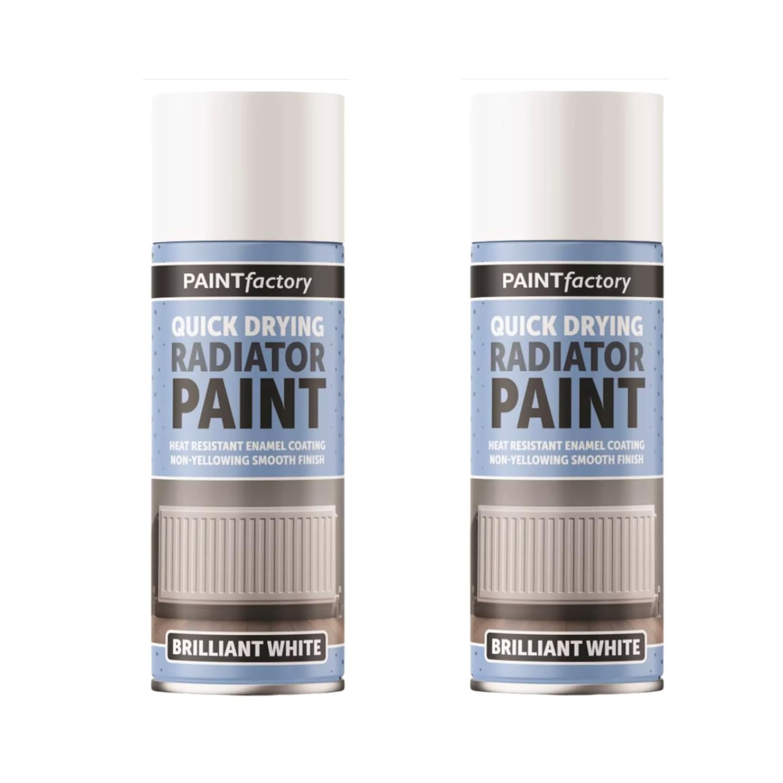 PEBBLE HUG 2X Brilliant White Radiator Spray Paint, Versatile Application, Heat Resistant, Tough Protection, Ready For Assembly, Quick Dry Formula - Transform with Ease- 400ml