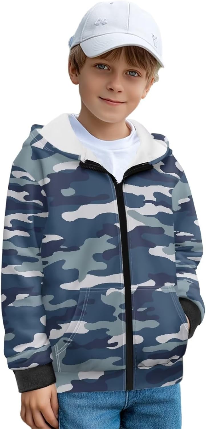 Rnyleeg Boys Jakets Lightweight Zip Up Hoodies for Boys Cardigan Sweatshirt Kids Long Sleeve Hooded Fall Winter Clothes S-XL