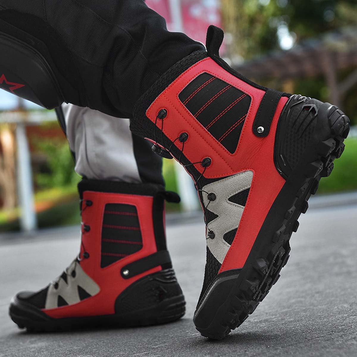 Scarpe Moto Uomo Scarpe Motocross Casual Traspiranti con Rinforzo Cambio Stivali Motociclisti Resistenti e Comode