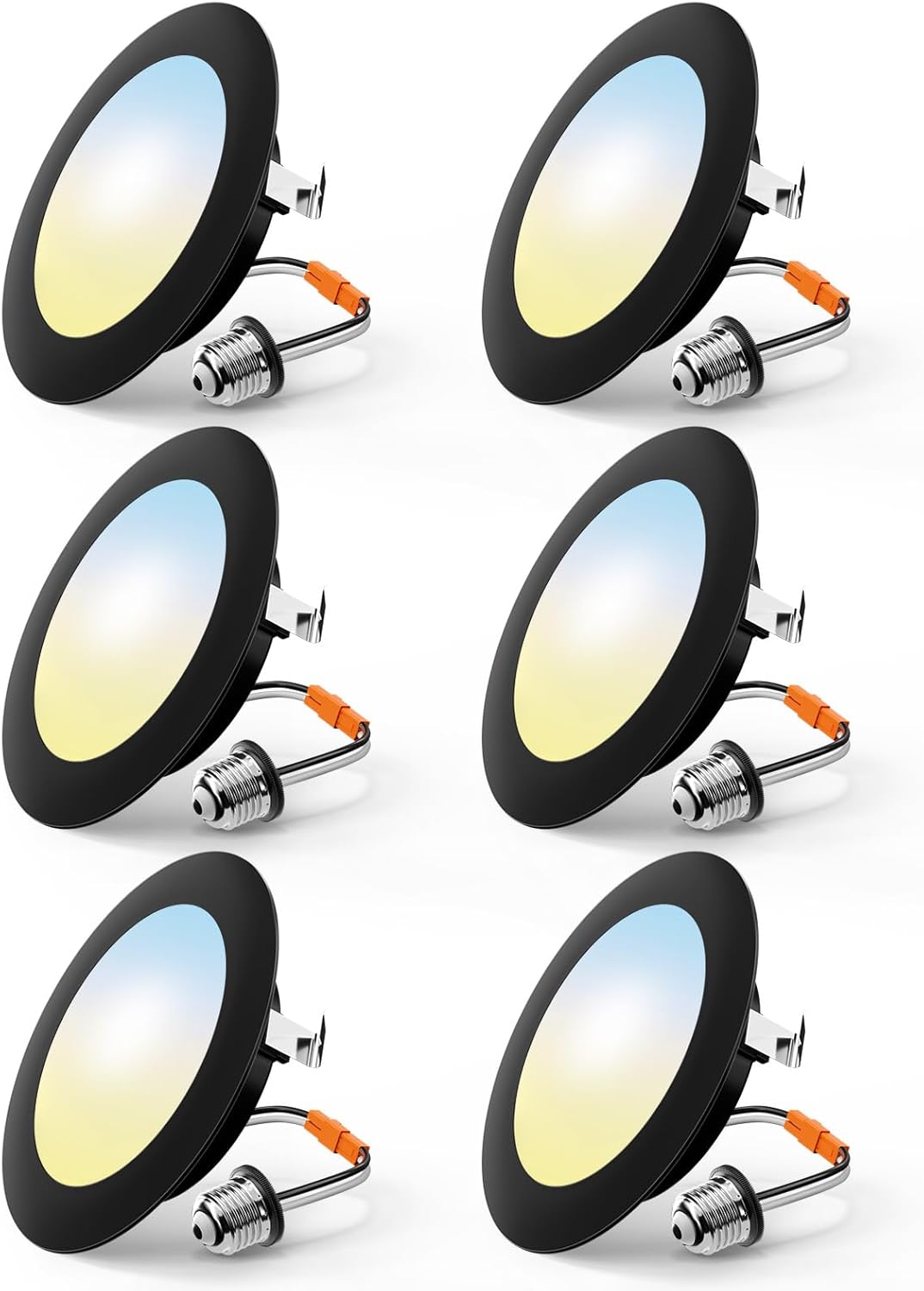 FREELICHT 6 Pack 4 Inch Retrofit LED Recessed Lighting, Selectable 2700K/3000K/4000K/5000K/6000K, Dimmable Flat LED Can Lights, 7W=60W, 700LM, IC & Damp Rated, ETL & FCC, Black