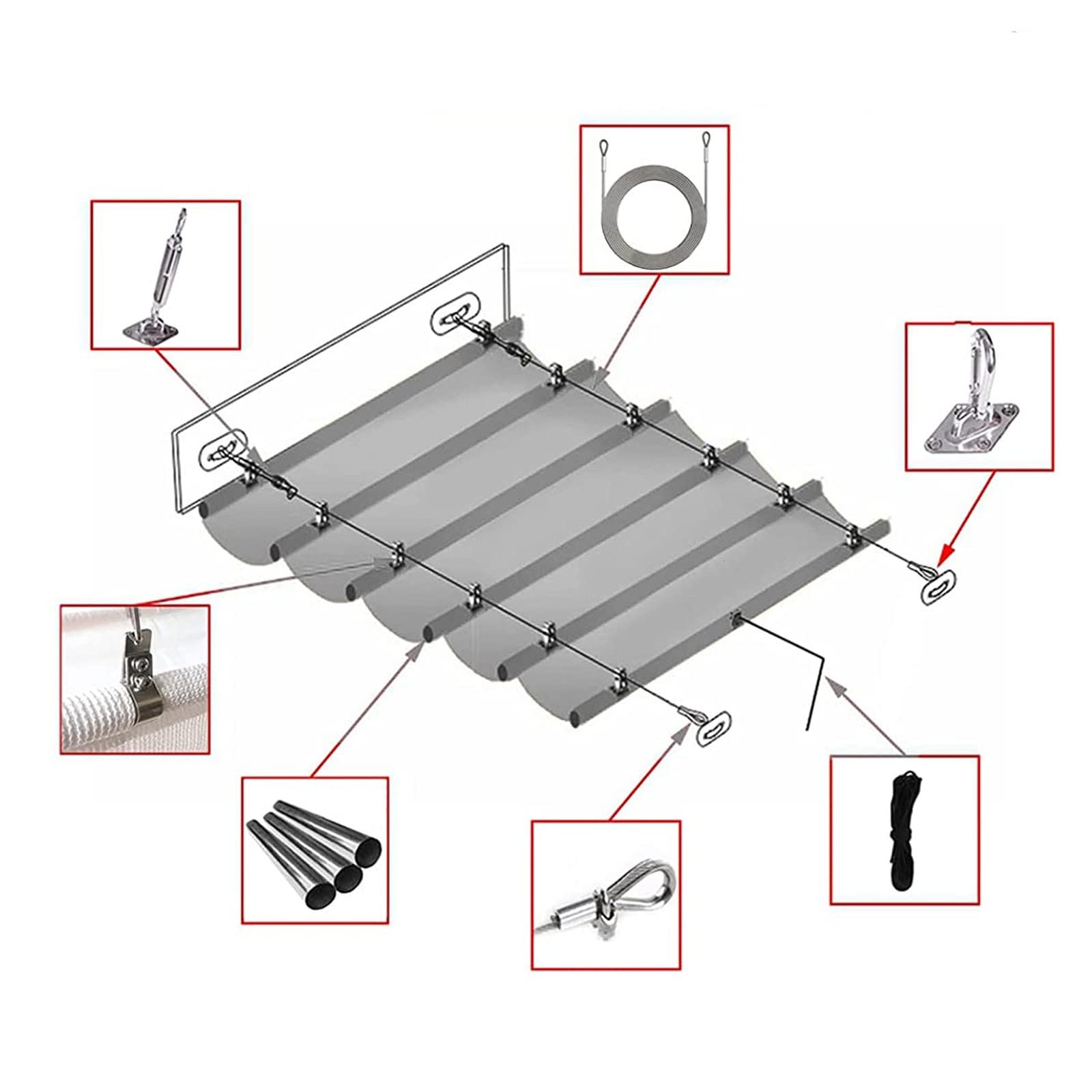Vela ombreggiante retrattile onda, sole, sole vela retrattile pergolato, veranda (colore: bianco, dimensioni: 0,6x7 m)